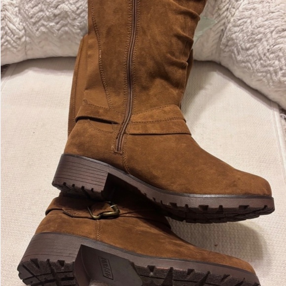 UNR8Ed Riding Boots Round Toe Full Zip 8 1/2 W Knee High Brown - Picture 3 of 9